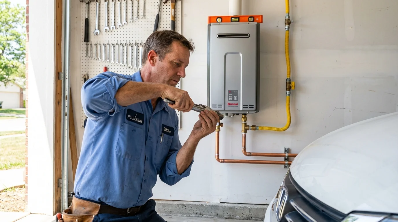 Tankless water heater installation by a Johns Plumbing LLC plumber in Berkley